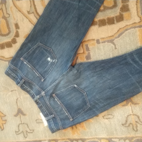 Distressed Current Elliott dark denim cropped jeans - Picture 6 of 7